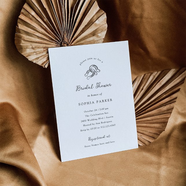 Minimalist Horseshoe Black and White Bridal Shower Invitation (Creator Uploaded)