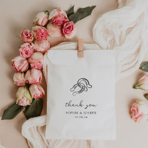 Minimalist Horseshoe   Black and White Wedding Favour Bag