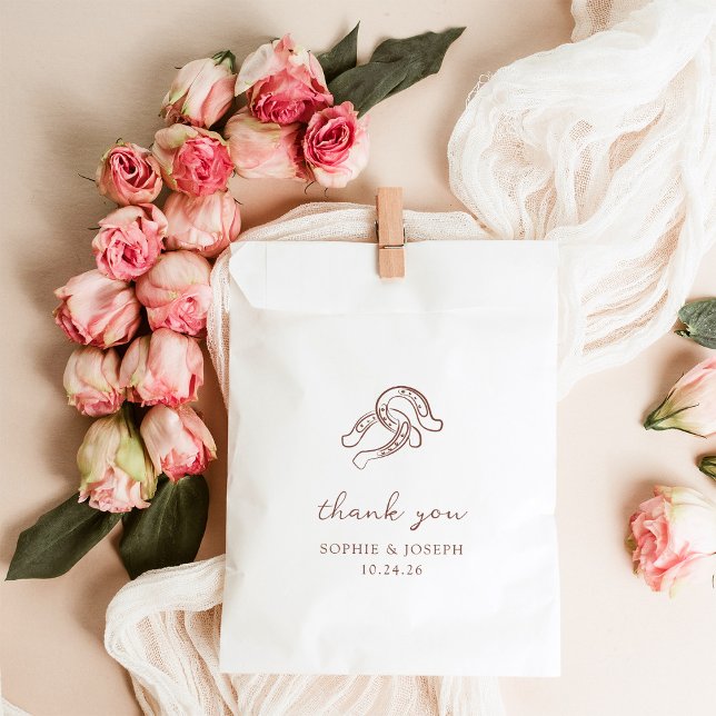 Minimalist Horseshoe | Brown and White Wedding Favour Bag (Creator Uploaded)