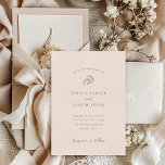 Minimalist Horseshoe | Neutral and Brown Wedding Invitation<br><div class="desc">These trendy yet elegant,  brown and neutral beige wedding invitations feature a modern and minimalist rustic style,  with handwritten script and classic text. A hand-drawn pair of horseshoes is featured in a subtle illustration,  for an updated look for your country,  western,  ranch or cowboy theme wedding.</div>