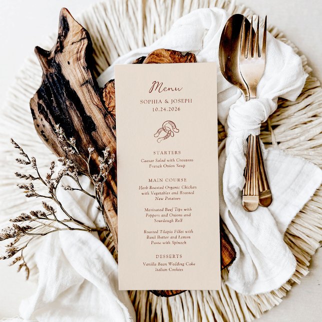 Minimalist Horseshoe | Neutral Brown Wedding Menu (Creator Uploaded)