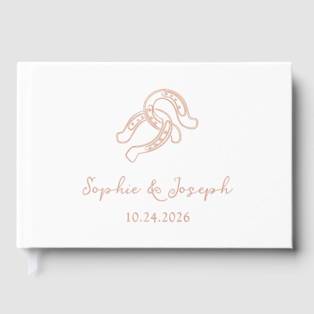 Minimalist Horseshoe | Real Gold Foil Wedding Guest Book (Front)