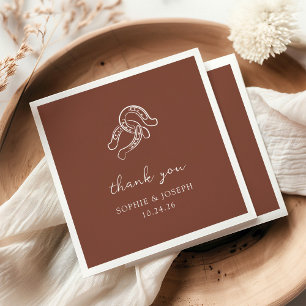 Minimalist Horseshoe   Rustic Brown Wedding Napkin