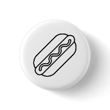 Minimalist Hot Dog Button. Funny Line Art Food Pin