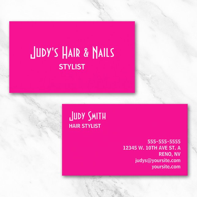 Minimalist Hot Pink and White Business Card (Minimalist Hot Pink and White Business Cards)
