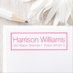 Minimalist hot pink Border Custom Return Address Label