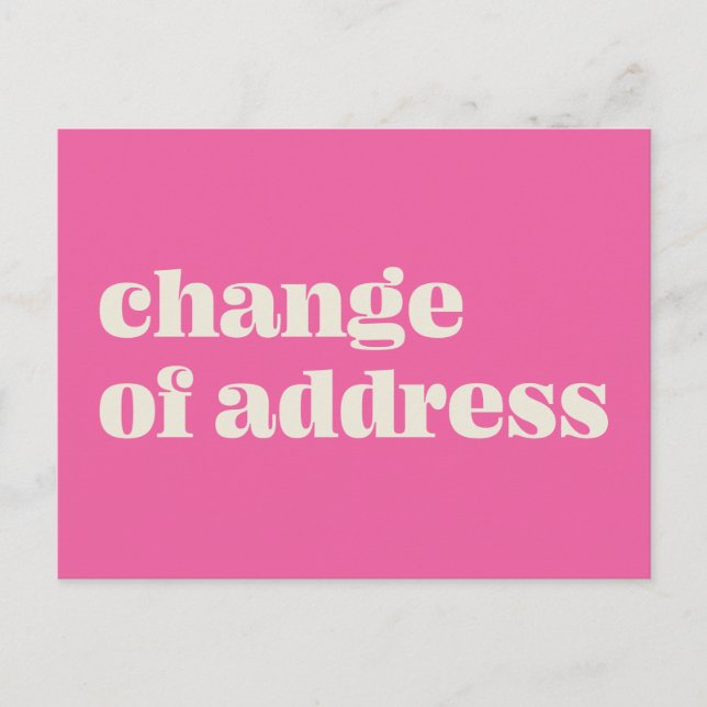Minimalist Hot Pink Change of Address Announcement Postcard (Front)