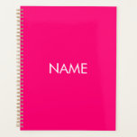Minimalist hot pink custom year text monogram planner<br><div class="desc">Minimalist hot pink fuchsia magenta and white custom name text monogram initials simple modern elegant personalised Planner.
Fully customisable white text on hot pink plain solid colour background.
You can personalise it with company or business name,  year,  initials,  monogram,  etc</div>