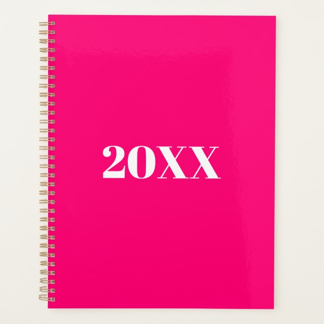 Minimalist hot pink modern typography custom planner (Front)