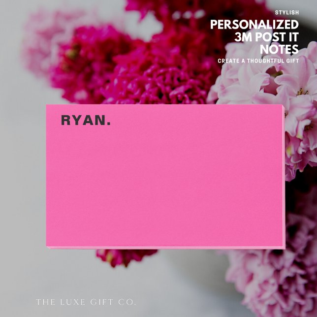 Minimalist Hot Pink Personalized Post-It Notes (Creator Uploaded)