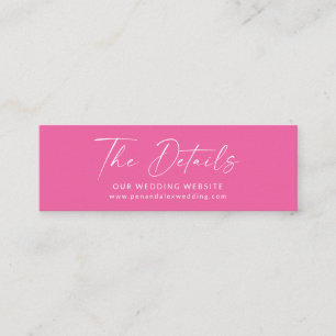 Minimalist Hot Pink Script Website Enclosure Card