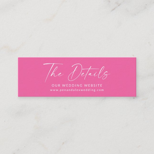 Minimalist Hot Pink Script Website Enclosure Card (Front)