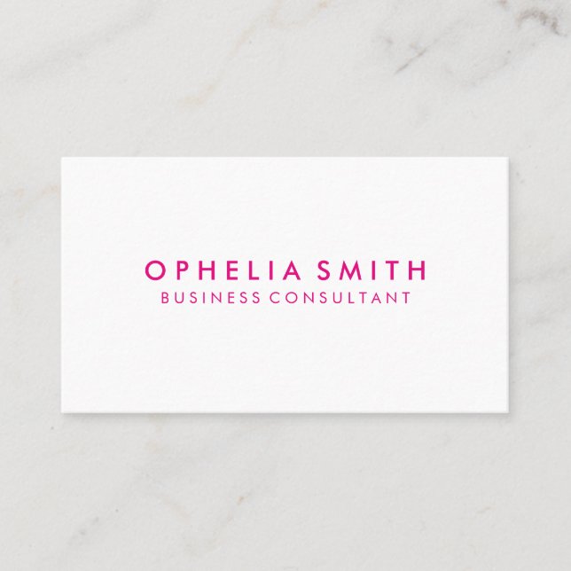 Minimalist Hot Pink Text Business Card (Front)