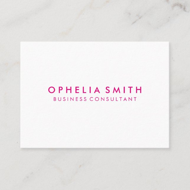 Minimalist Hot Pink Text Business Card (Front)
