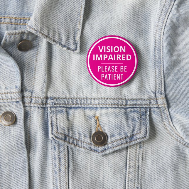 Minimalist Hot Pink Text Vision Impaired 6 Cm Round Badge (In Situ)
