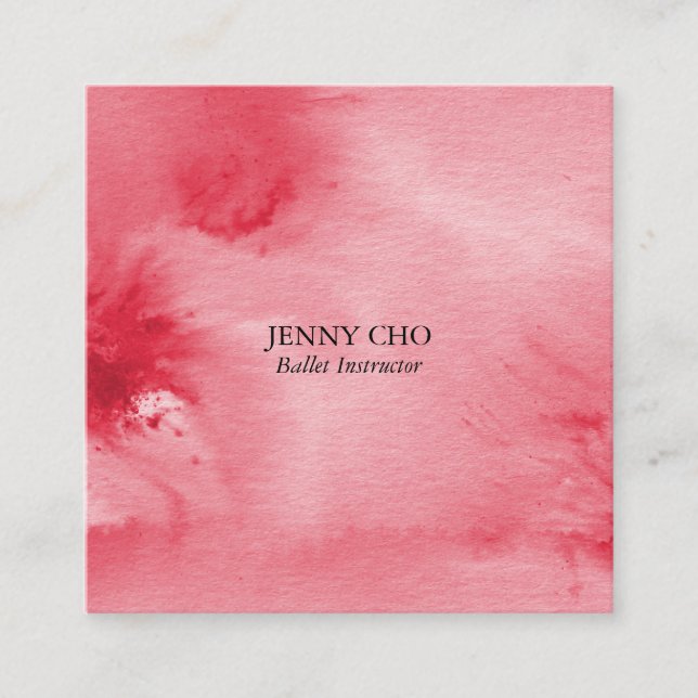 Minimalist hot pink textured business card square (Front)