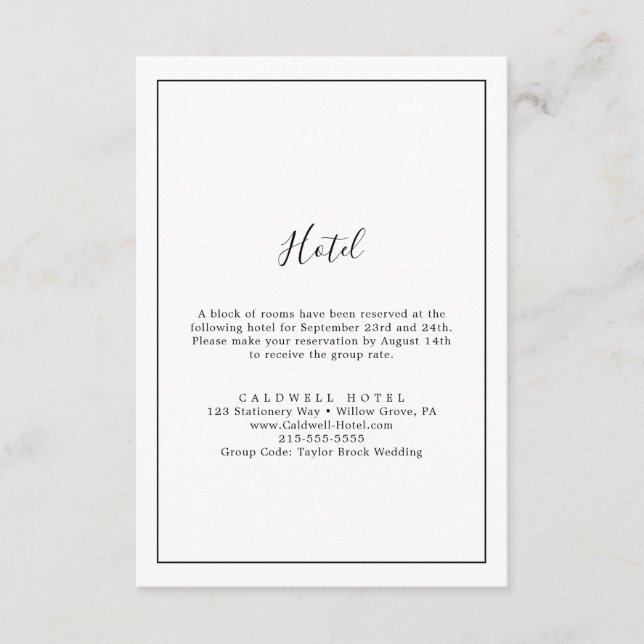 Minimalist Hotel Enclosure Card (Front)