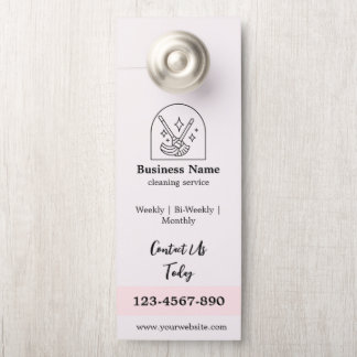 Minimalist House Cleaning Home Services Logo Pink Door Hanger