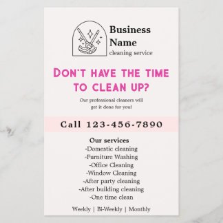 Minimalist House Cleaning Home Services Logo Pink Flyer