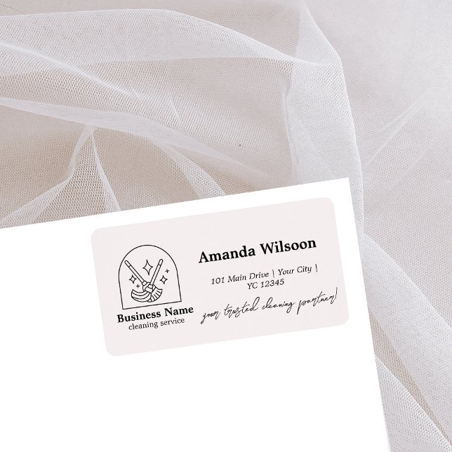 Minimalist House Cleaning Home Services Logo Pink  Label (Creator Uploaded)