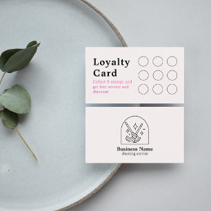 Minimalist House Cleaning Home Services Logo Pink Loyalty Card