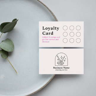 Minimalist House Cleaning Home Services Logo Pink Loyalty Card