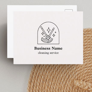 Minimalist House Cleaning Home Services Logo Pink  Postcard
