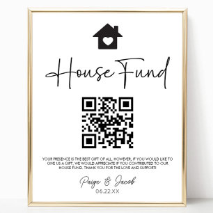 Minimalist House Fund QR Code Wedding Sign