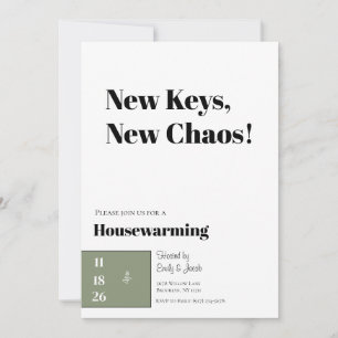 Minimalist Housewarming Invitation Olive Green