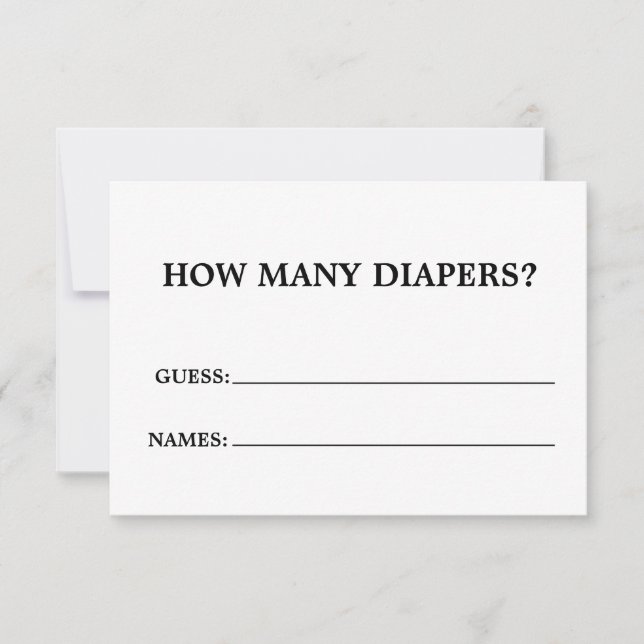  Minimalist how many diapers Baby showr game Card (Front)