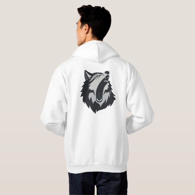 Minimalist Howling Wolf Graphic Design Hoodie (Back Full)