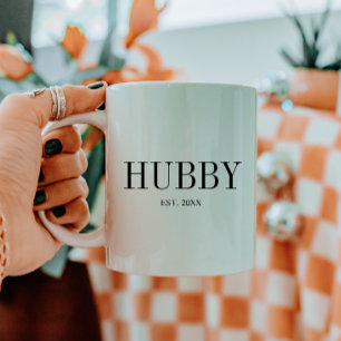 Minimalist "Hubby" Wedding Couple Custom Est. Date Coffee Mug
