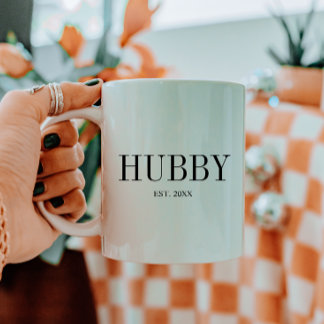 Minimalist "Hubby" Wedding Couple Custom Est. Date Coffee Mug