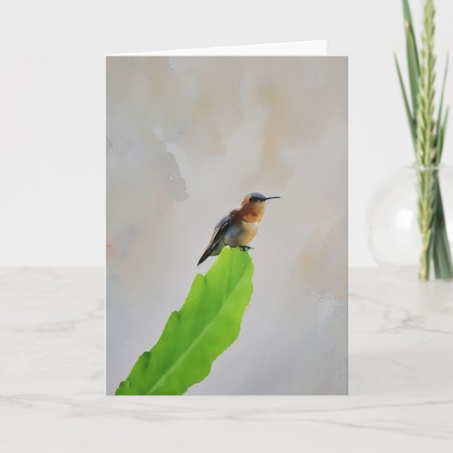 Minimalist Hummingbird Art Note Card (Front)