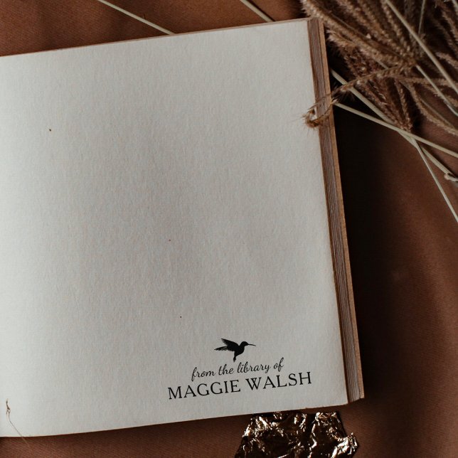 Minimalist hummingbird From the Library Of, Book Rubber Stamp (Creator Uploaded)