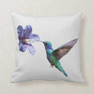 Minimalist Hummingbird/Hibiscus Throw Pillow