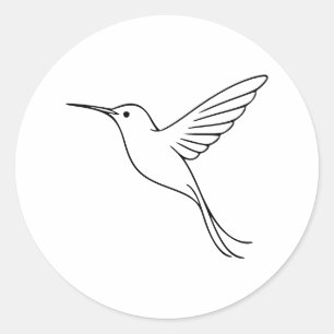 Minimalist Hummingbird Line Art in Flight Classic Round Sticker