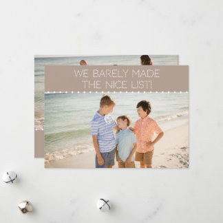 Minimalist Humourous Nice List Kids Two-Photo  Holiday Card