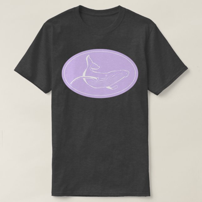 Minimalist Humpback Whale Lavender and White T-Shirt (Design Front)