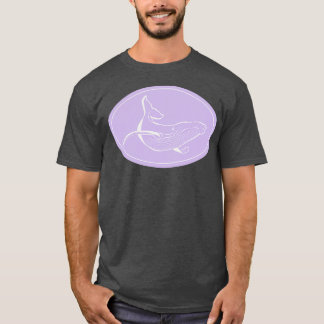 Minimalist Humpback Whale Lavender and White T-Shirt