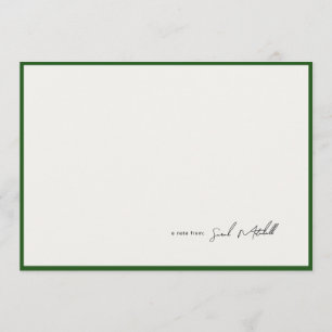 Minimalist Hunter Green Border Personalized Script Card