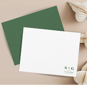 Minimalist Hunter Green Modern Monogram Card