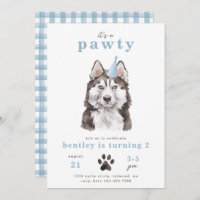 Minimalist Husky Dog Invitation | Pawty