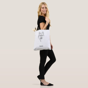 Minimalist Husky Face Line Art    Custom [Pet Name Tote Bag