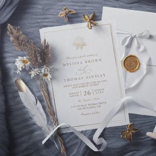 Minimalist Hydrangea Bloom Rustic QR Code Wedding Invitation