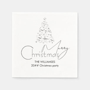 Minimalist Hygge Black and White Christmas tree Napkin
