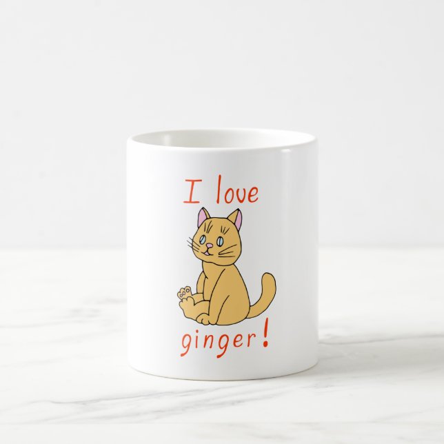 Minimalist  I love ginger cat Coffee Mug (Center)