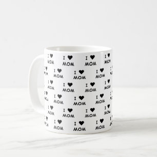 Minimalist I love mum heart Script Custom B&W Coffee Mug