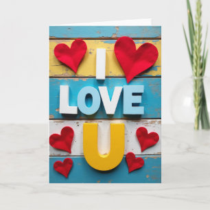 Minimalist I Love U Hearts Card