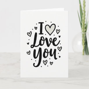 Minimalist I Love You Grey Hearts Card
